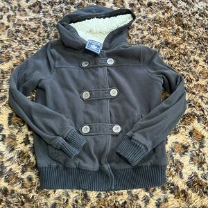Y2k PINK Victoria's Secret Black Sherpa-Lined sequined dog Hooded Jacket